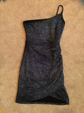 Windsor Black Glitter One-Shoulder Bodycon Dress